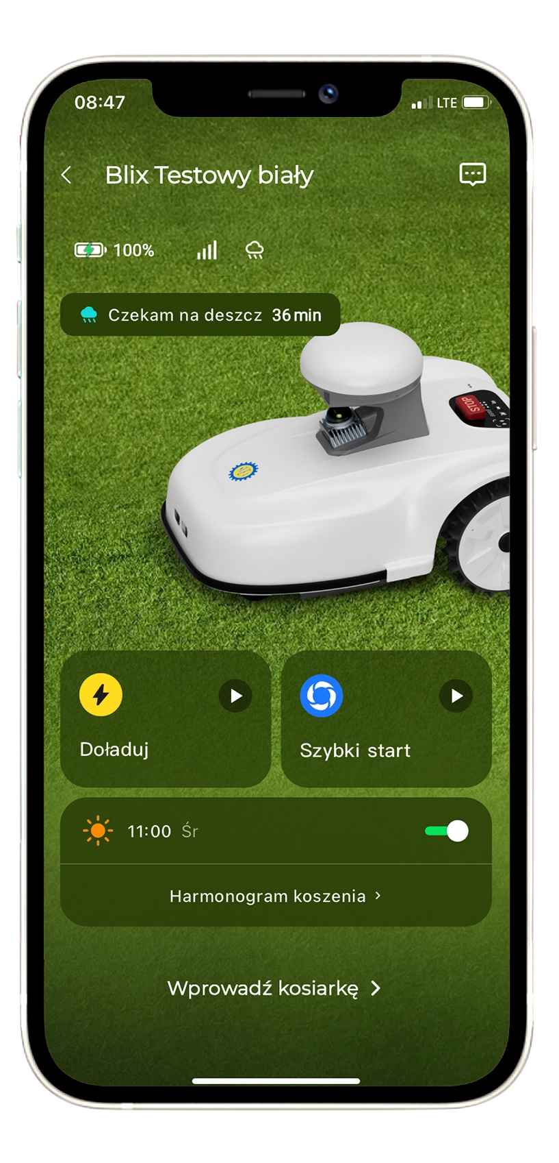 Wygodna aplikacja do zarządzania prcą robota koszącego Sveaverken